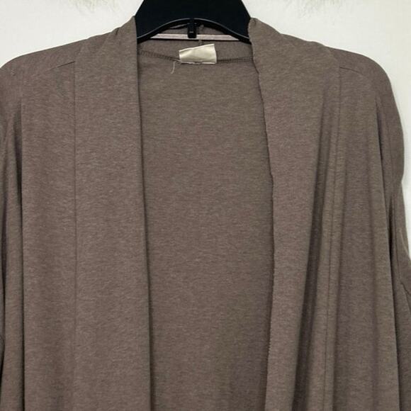 Pact Airplane Cardigan Organic Cotton Open Front Drapey Pocket Sweater M/L Brown - Picture 6 of 14